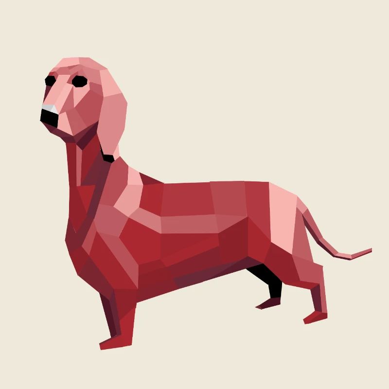 Dachshund low poly red