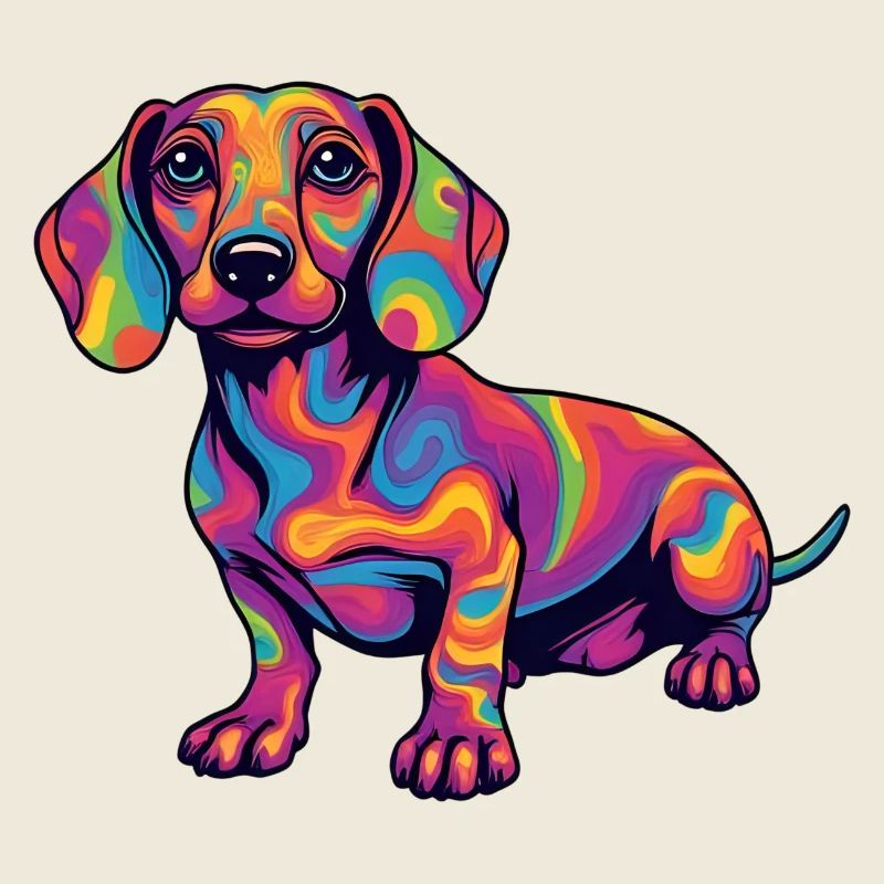 Psychedelischer Dackel Farbexplosion Pop Art 