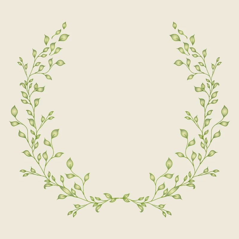 Demi-couronne délicate de branches vertes – motif nature