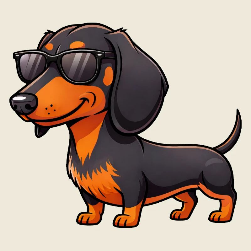 Cooler Dackel mit Sonnenbrille Sommerfreund