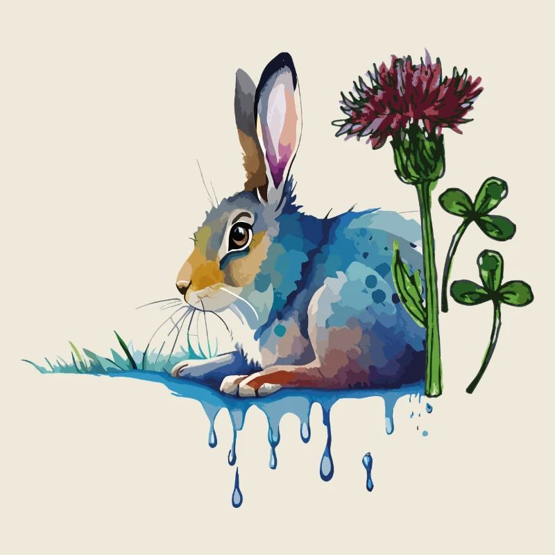 bunter Hase mit Klee