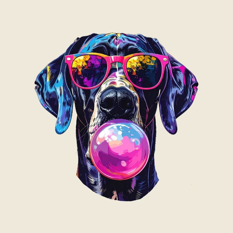 Deutsche Dogge mit Kaugummi