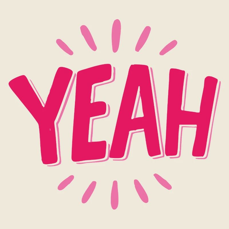 yes pink lettering with rays