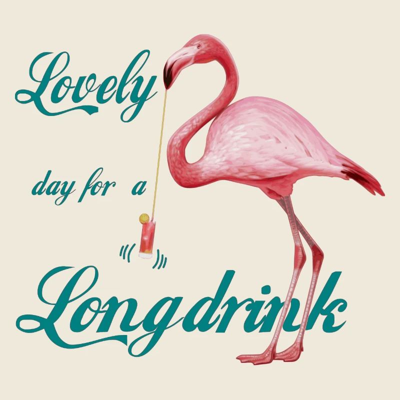 Flamingo mit Longdrink Retro