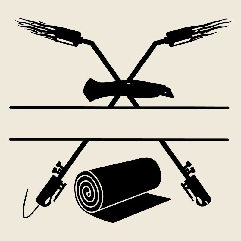 Zwei gekreuzte Gasbrenner Stanley Messer Monogramm