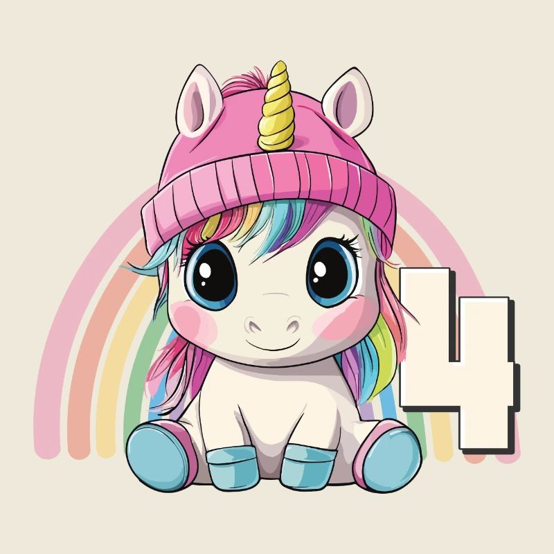 4. Geburtstag Einhorn Regenbogen Süß Niedlich