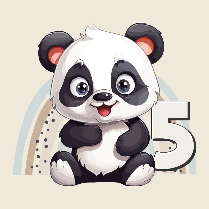 5ème anniversaire Panda Ours Arc-en-ciel Mignon Mignon