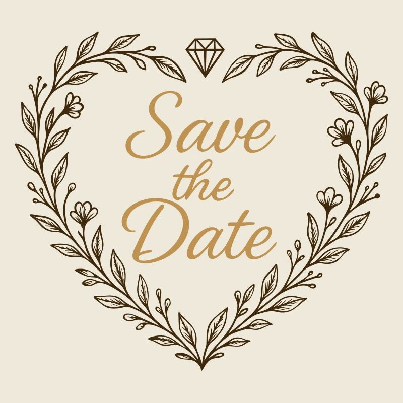 Save the Date Heart with Diamond – Wedding 2025