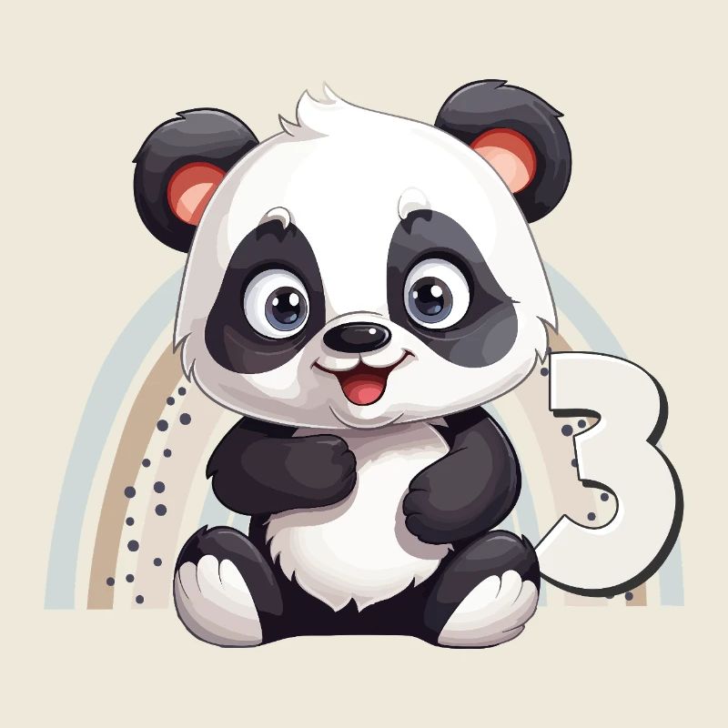 3ème anniversaire Panda Ours Arc-en-ciel Mignon Mignon