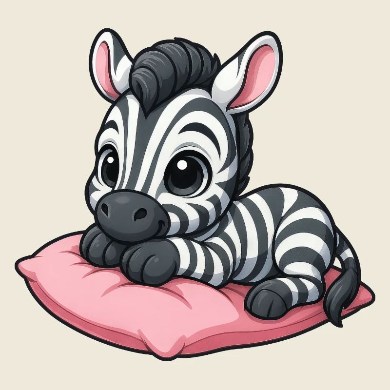 Cute pink zebra cartoon chills relaxed