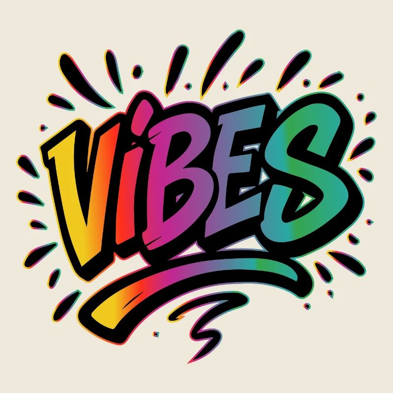 Lettrage graffiti VIBES – Déclaration colorée