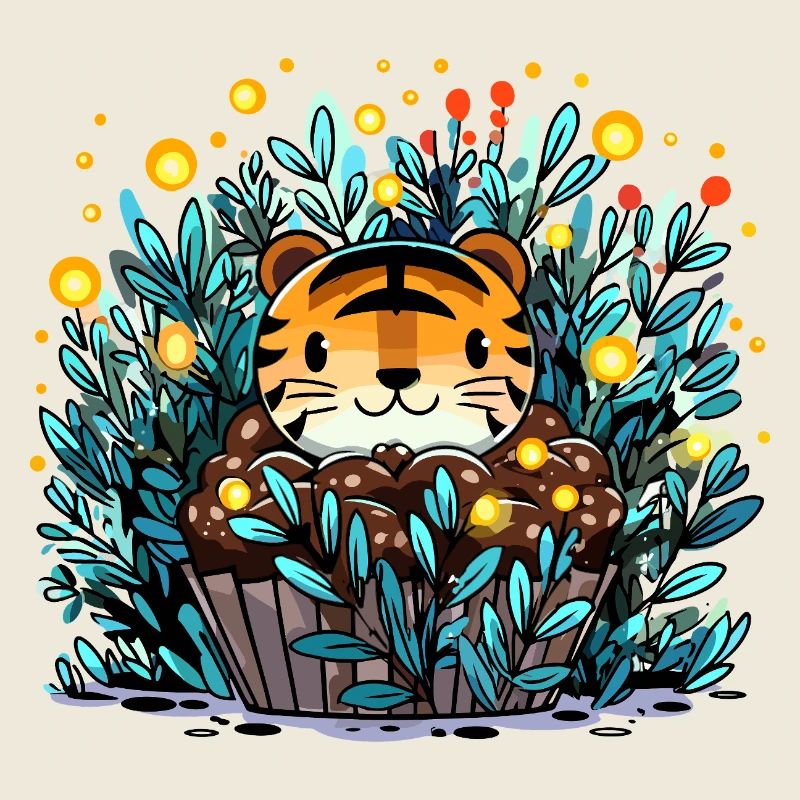 Tiger im Blütenkorb Cupcake