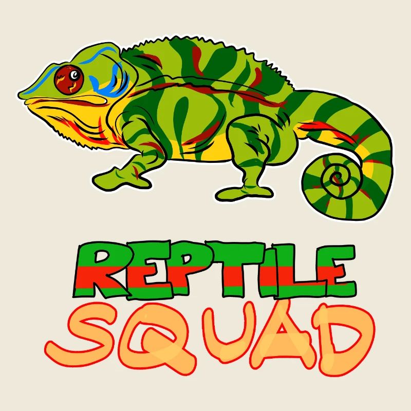 Reptile Squad Colorful Chameleon Art