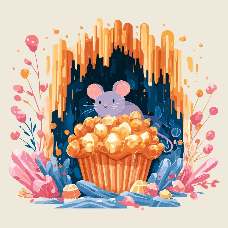 Souris câline dans le cratère du popcorn
