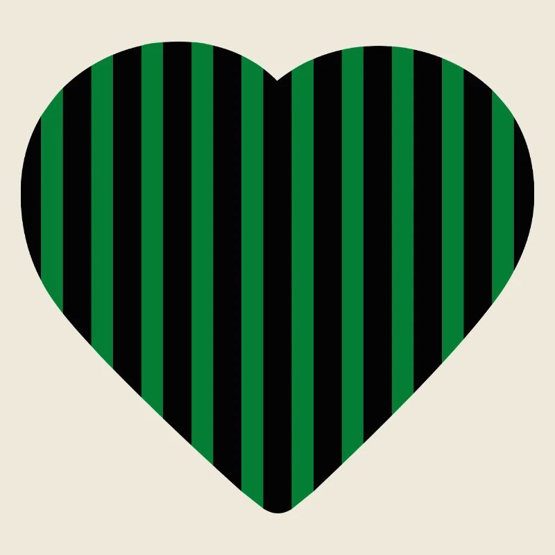 Cœur rayé vert contre noir vert-noir