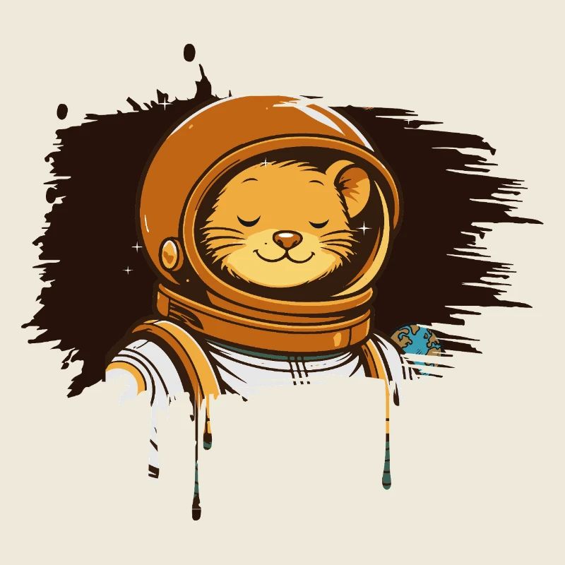 Entspannte Astronauten Maus im modernen Comic Stil