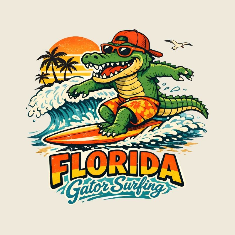 Surfing alligator in Florida