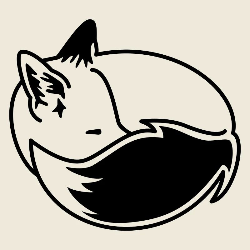 Fuchs eingekuschelt – Kawaii Fox Cartoon Design