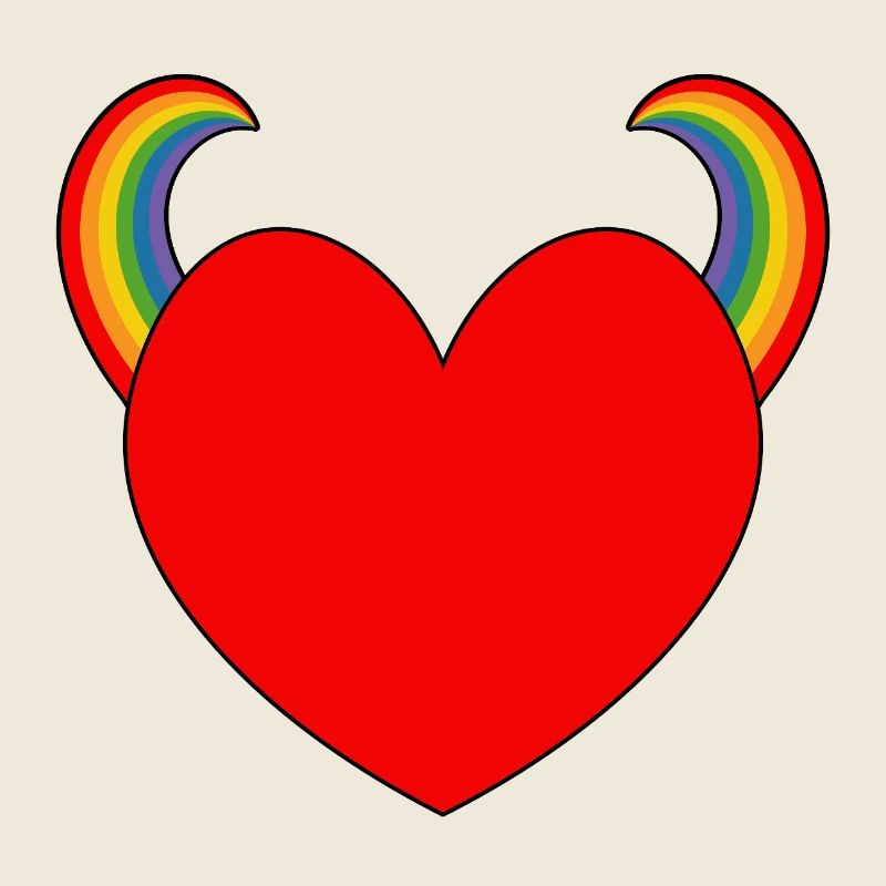 Rotes Herz mit Regenbogenhörnern