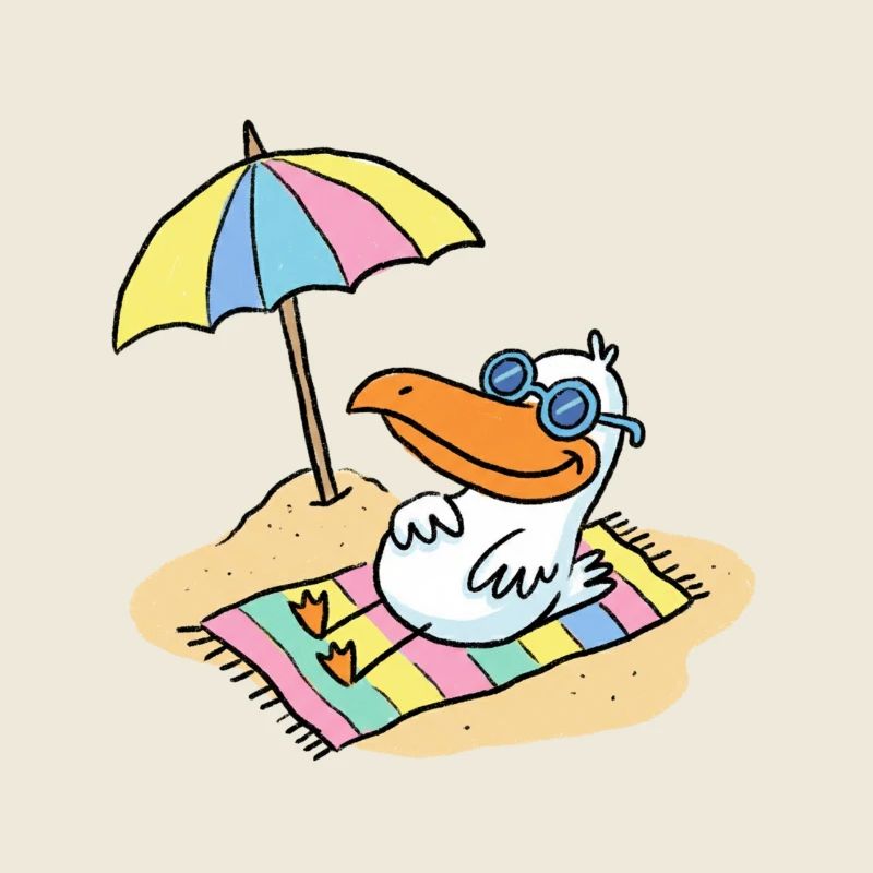 Oiseau du soleil sur la plage avec parasol