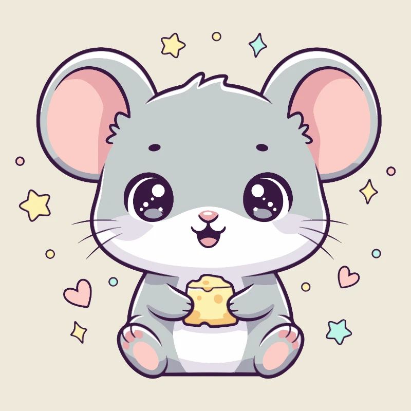 Kawaii mouse with cheese