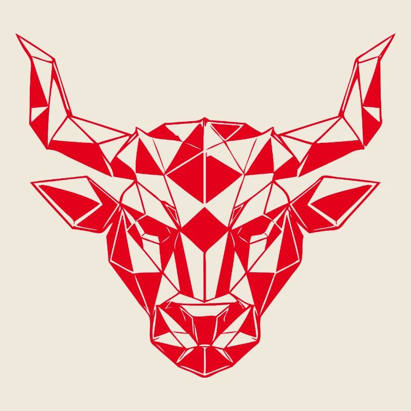 Roter Low-Poly Stierkopf