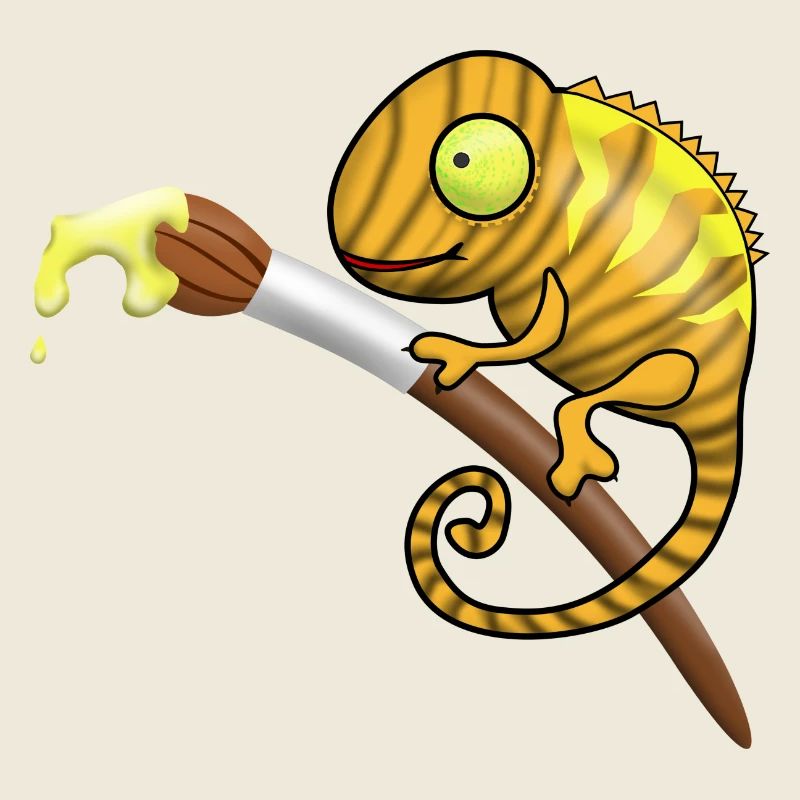 Chamaeleon mit Pinsel und Farbe. Geschenkidee
