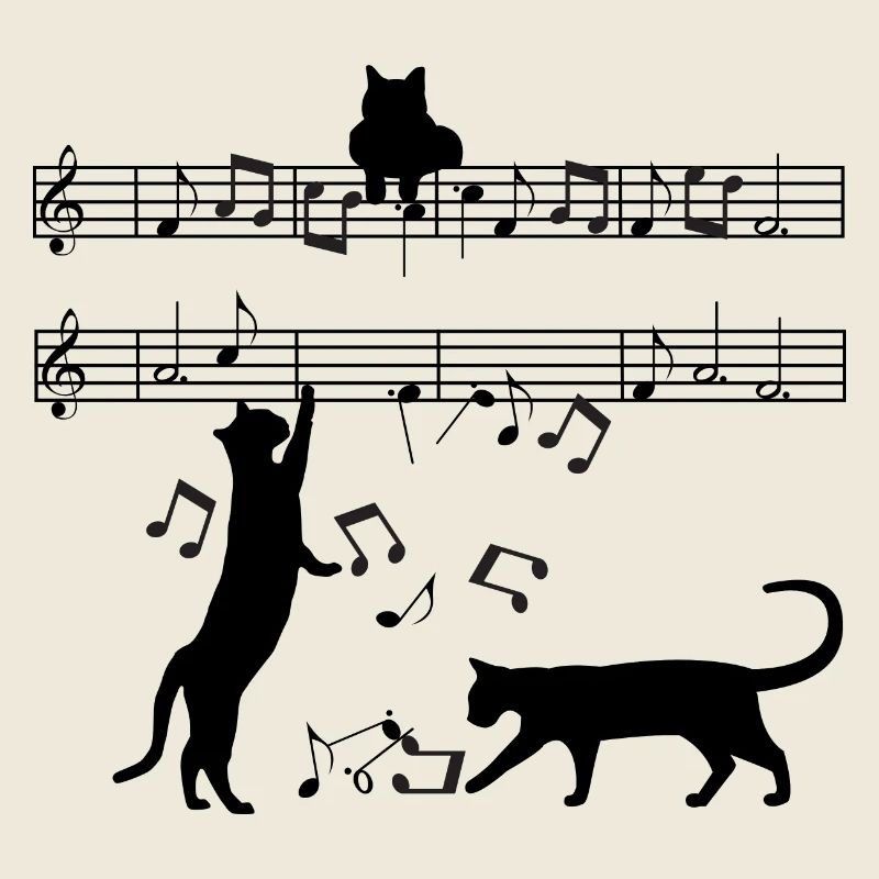 Cat joue avec des notes de musique
