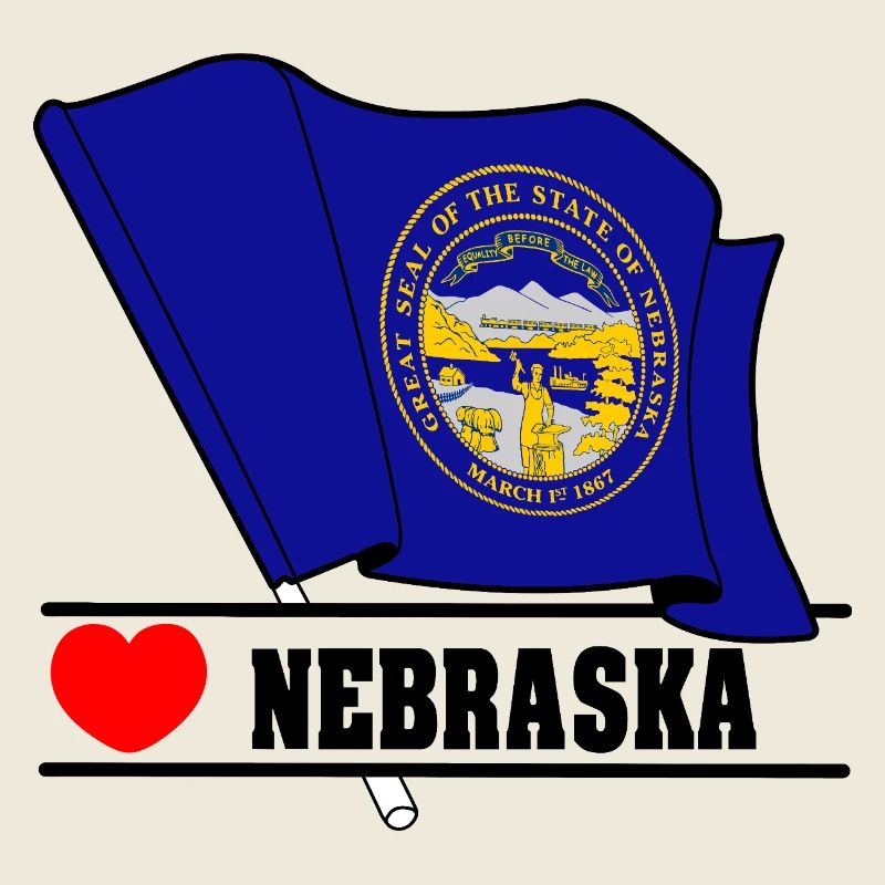 Drapeau Nebraska coeur NEBRASKA