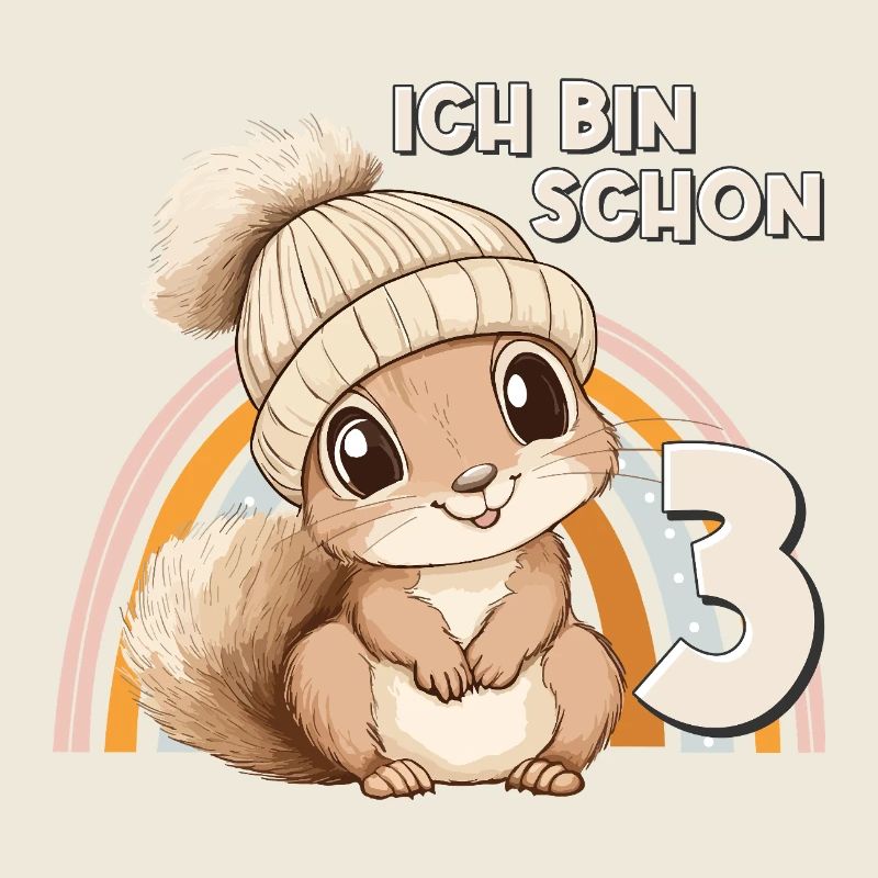 3. Geburtstag Eichhörnchen Regenbogen Süß Niedlich
