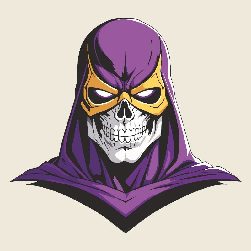 Der muskulöse Totenkopf Superheld Lila