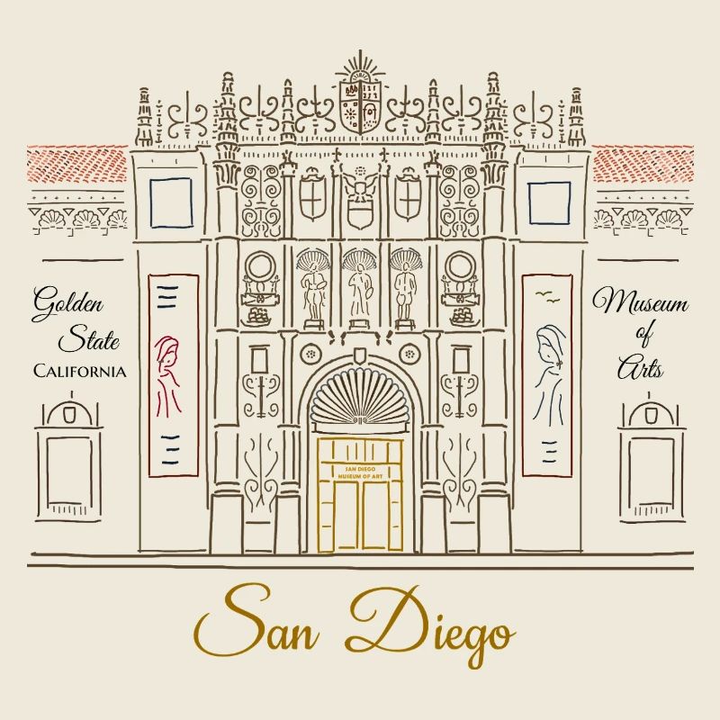 Illustration de San Diego, musée d'art dessiné à la main