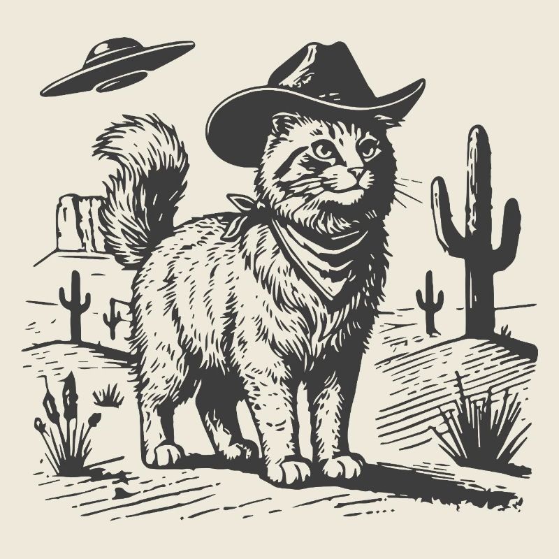 Chat du désert avec chapeau de cow-boy