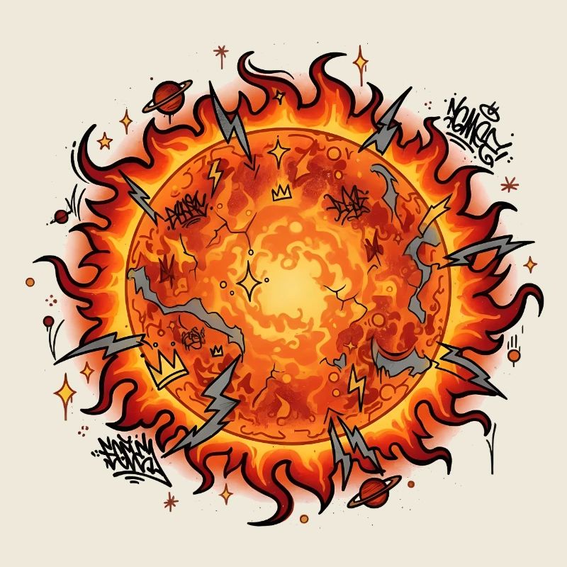 Flammender Sonnenball Explosion