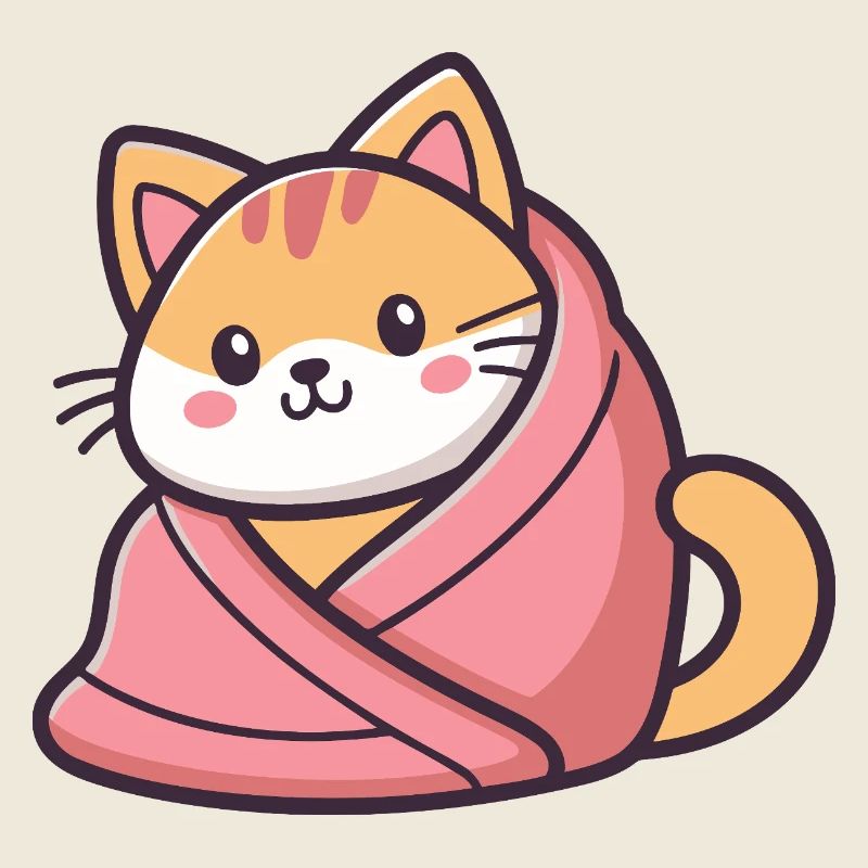 Chat Kawaii Couverture Rose