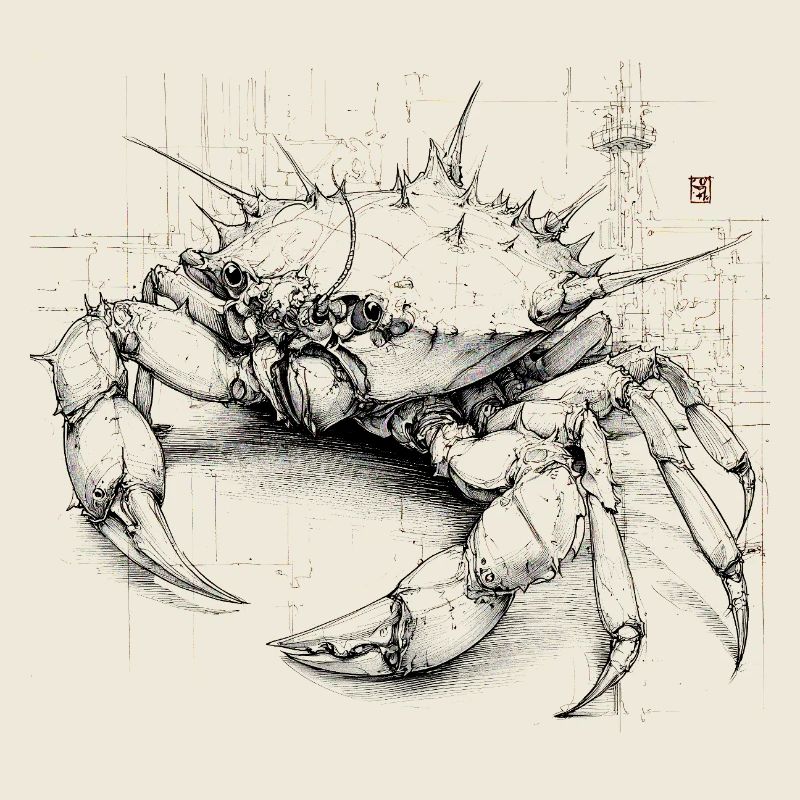 Gloomy Mechanical Crab Illustration