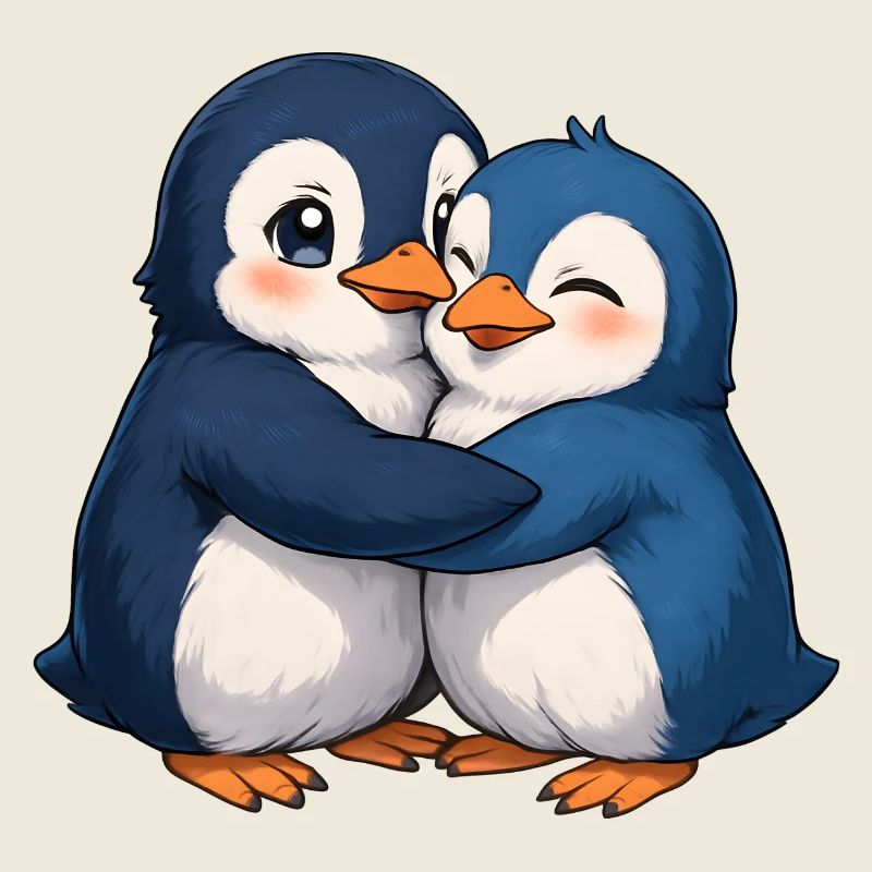 Cuddly penguin hug