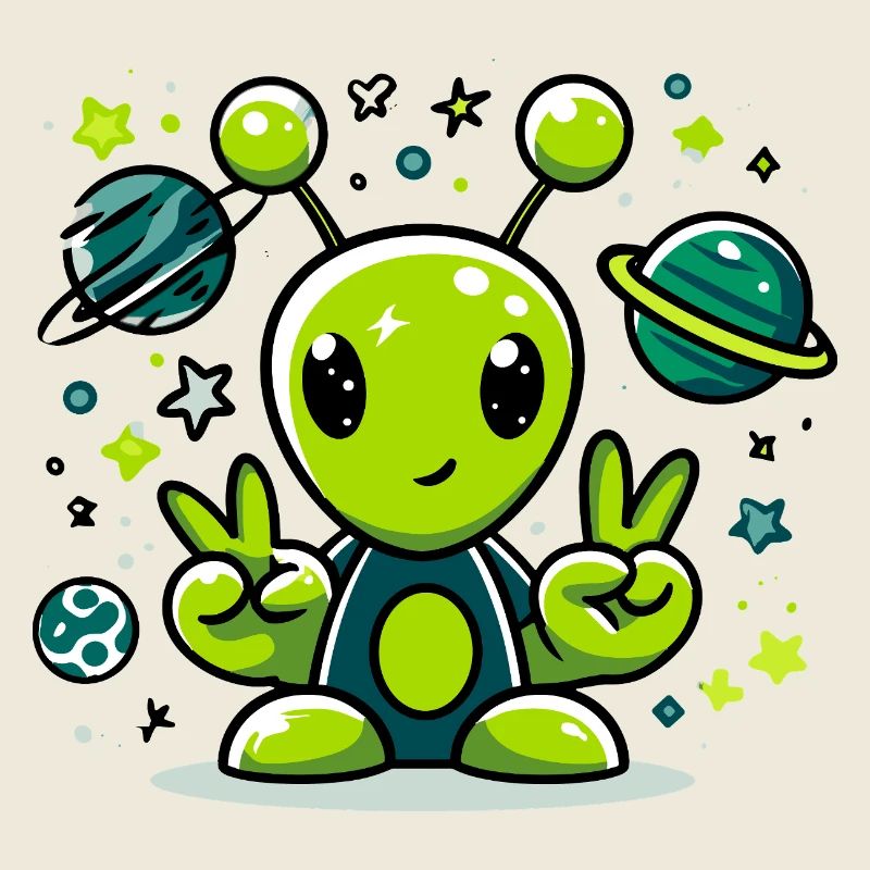 Extraterrestre vert dans l’espace
