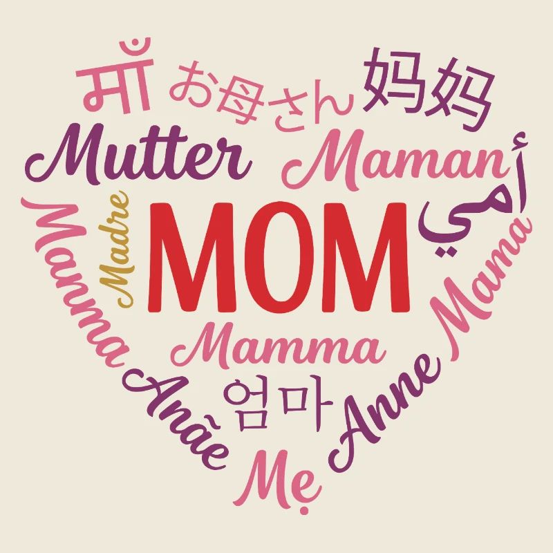 Mehrsprachiges Muttertagsgeschenk mit Mütterherzen