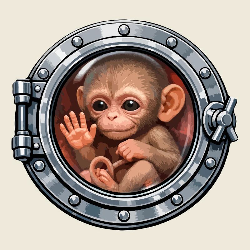 Bébé singe dans la trappe métallique