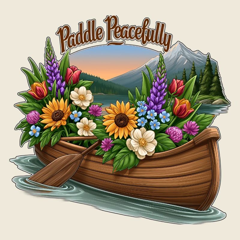 Paddeln Sie friedlich mit Kanu voller Wildblumen
