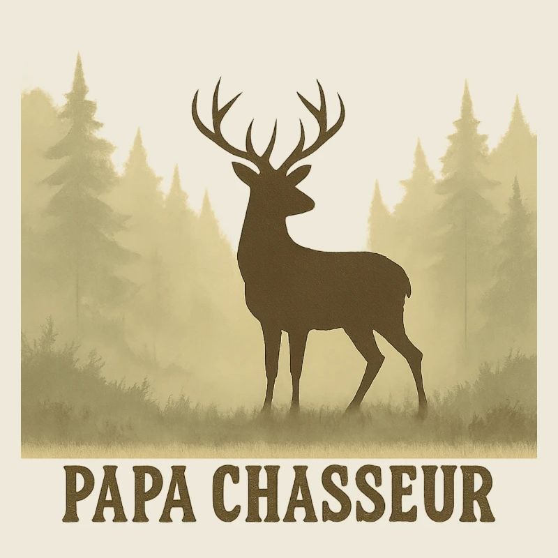 Papa Chasseur Silhouette Cerf Forest