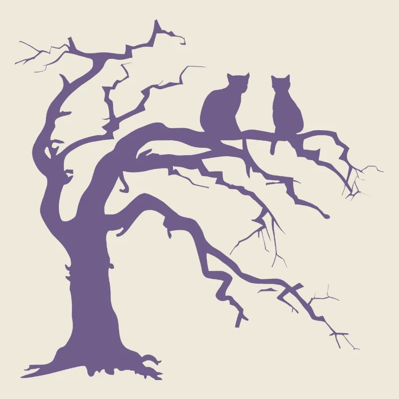 Toter baum mit 2 Katzen Silhouette