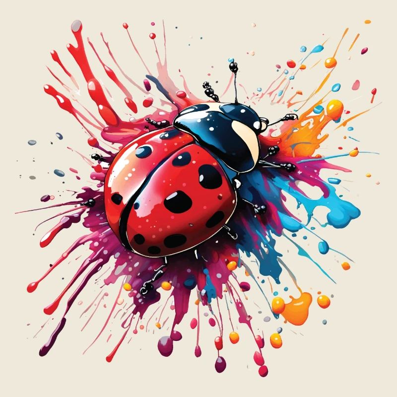 Colorful Ladybug Design, No Text
