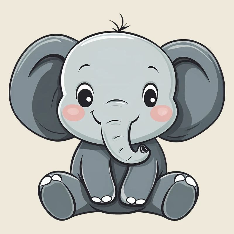 Éléphant mignon et heureux - Adorable dessin animé