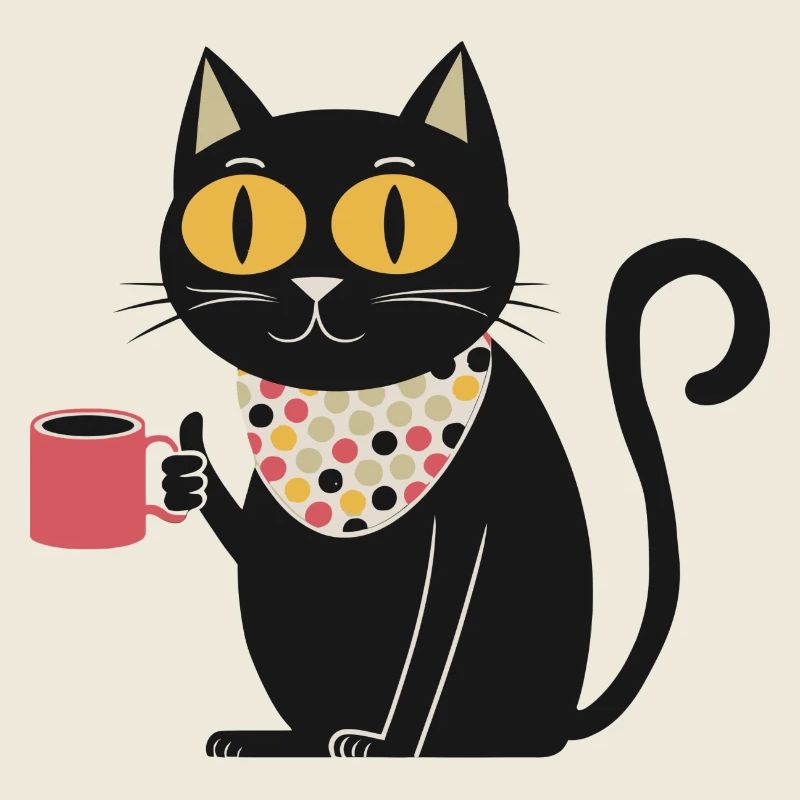 Polka Dot Bandana Katze mit Becher