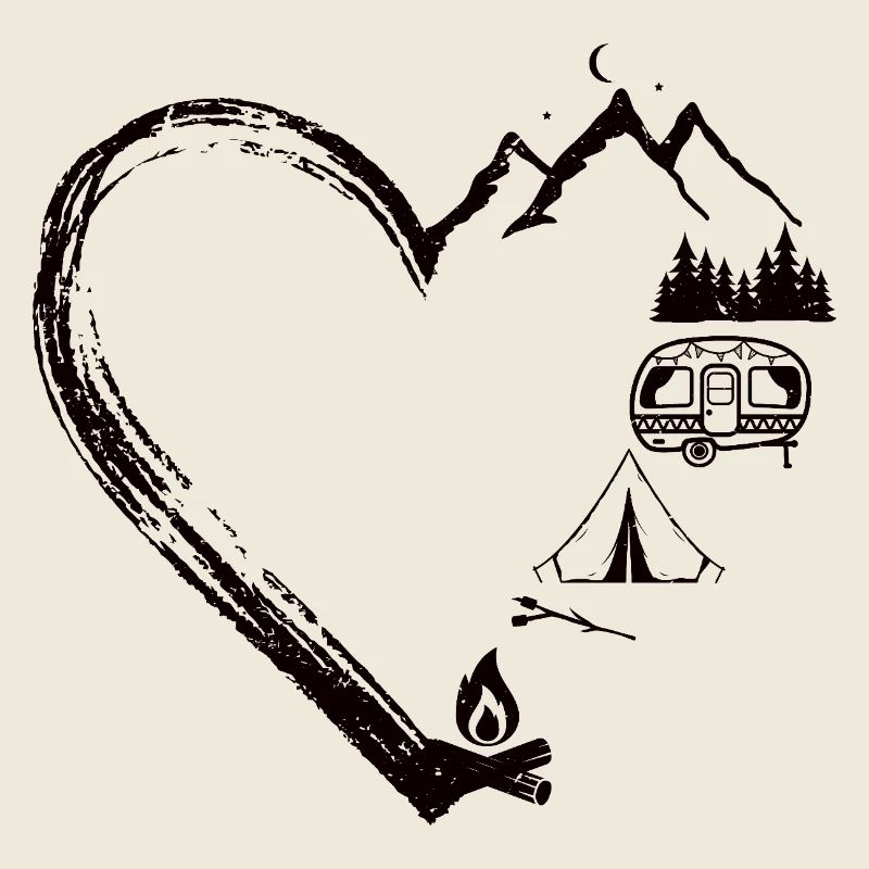 Conception de patch de camping Mountain Heart