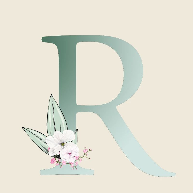 R Monogram, Floral, Personnalisable