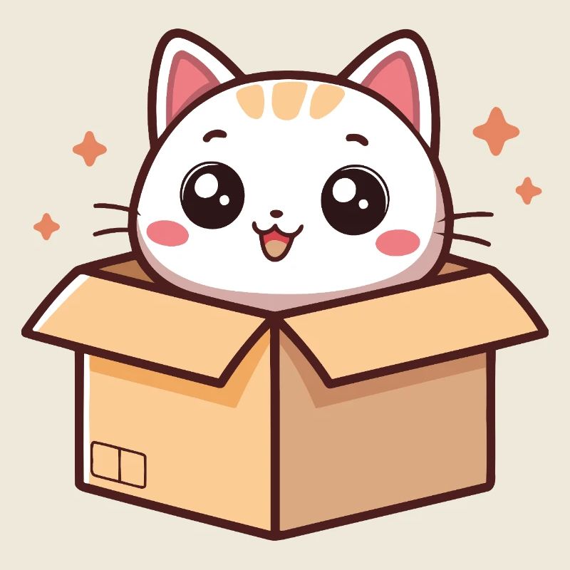 Kawaii cat in a box