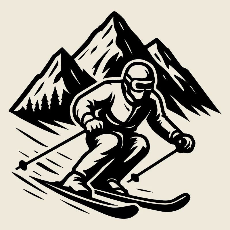 Montagnes Silhouette de ski